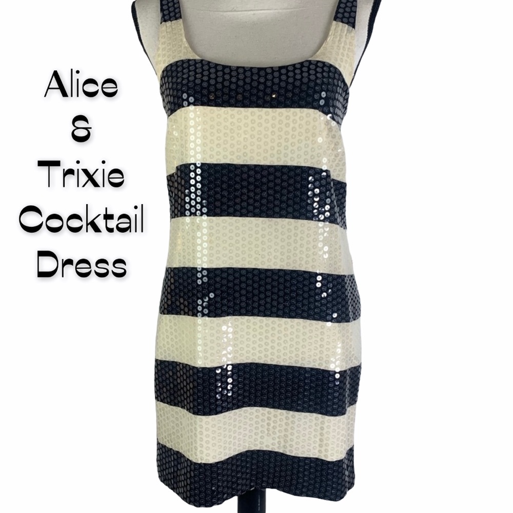 Alice & Trixie Sequined Striped Mini Dress Cocktail Dress Size S